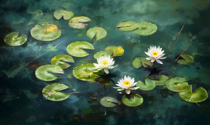 水彩厚涂莲花池手绘插画背景图,插画/手绘图,插画/手绘图库,插画/手绘图下载,插画/手绘